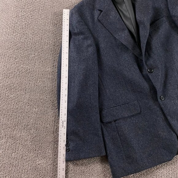 Lands' End Lambs Wool Herringbone Tweed Blazer Sport Coat Men's 40R Blue Gray - Picture 12 of 15